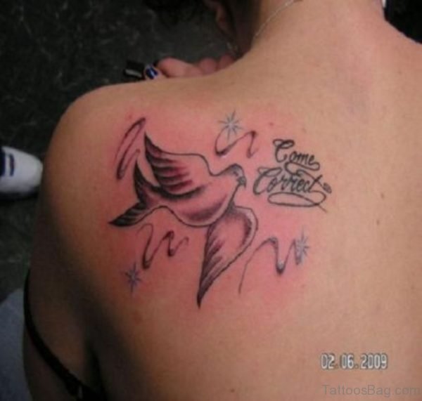 Dove Tattoo On Back Shoulder