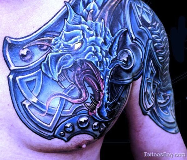 Dragon Armour Tattoo On Chest