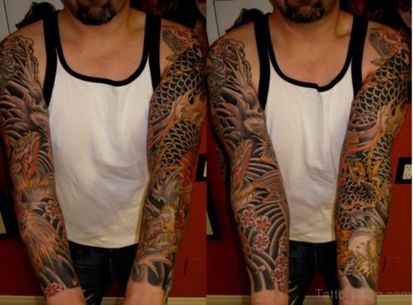 Dragon Tattoo Design On Full Sleeve 