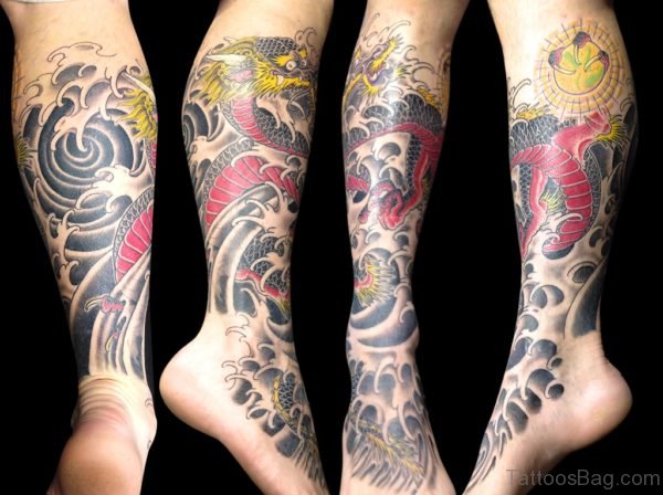 Dragon Tattoo On Leg