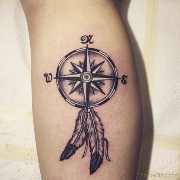 Dreamcatcher Compass TattooOnLeg