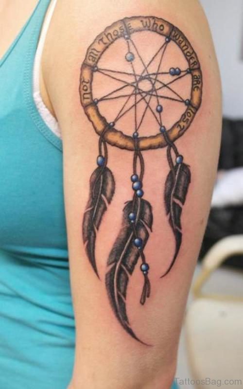 Dreamcatcher Tattoo Design On shoulder 