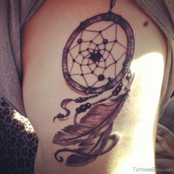 Dreamcatcher Tattoo On Rib