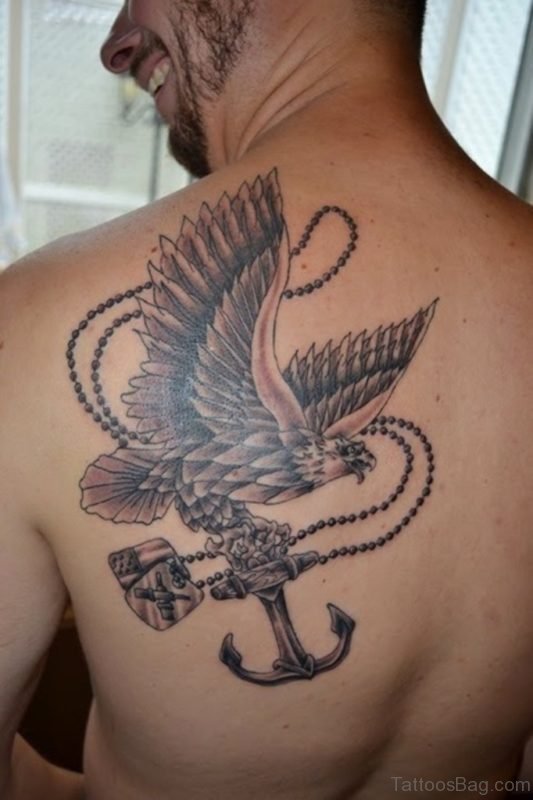 Eagle And Anchor Tattoo On Back