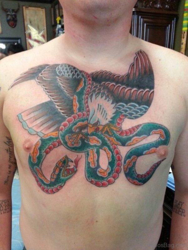 Eagle And Snake Tattoo For Chest
