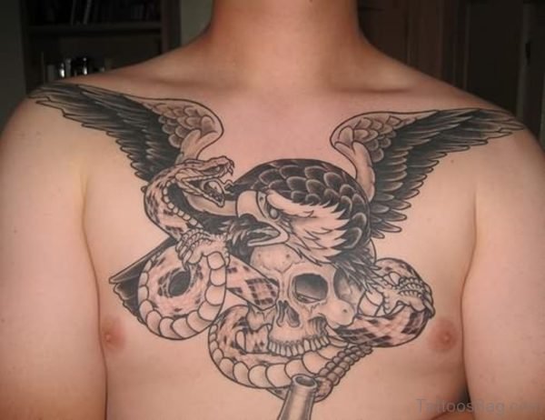 Eagle And Snake Tattoo On Chest