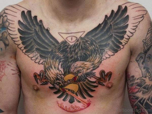 Eagle Bird Tattoo On Chest