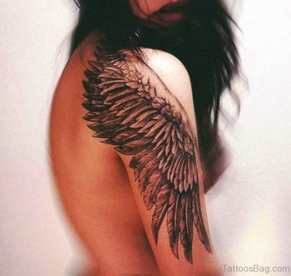 Eagle Wings Tattoo On Right Shoulder
