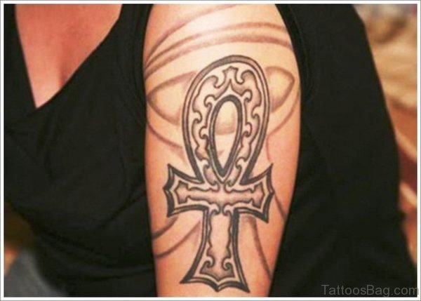 Egyptian Cross Shoulder Tattoo 