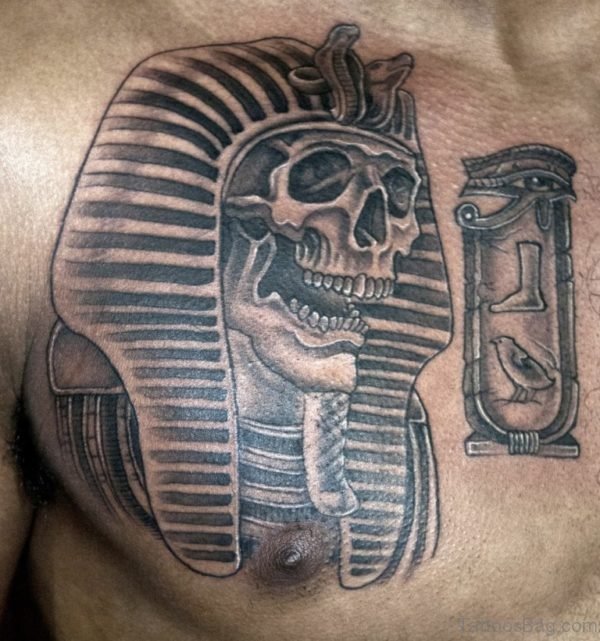 Egyptian Skull Tattoo On Chest