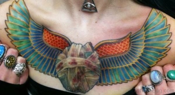 Egyptian Wings Tattoo On Chest