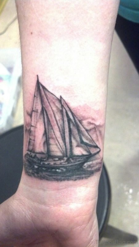 Elegant Boat Tattoo On Wrist