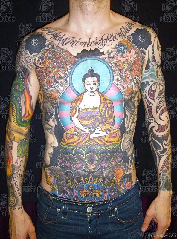 Elegant Buddha Tattoo On Chest