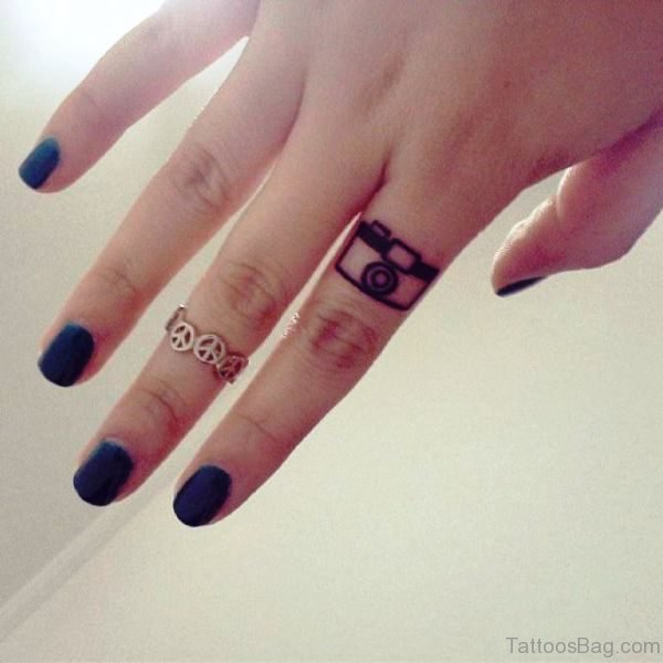 Elegant Camera Finger Tattoo