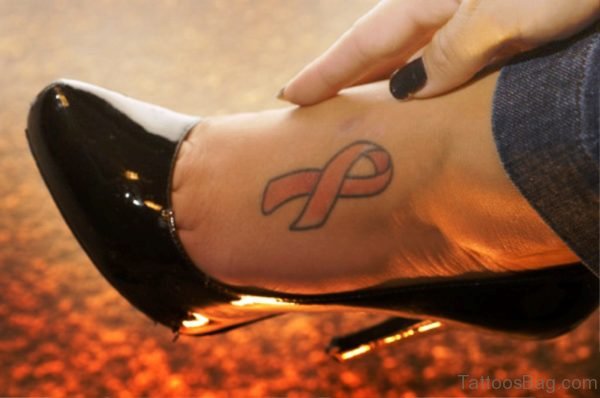 Elegant Cancer Ribbon Tattoo