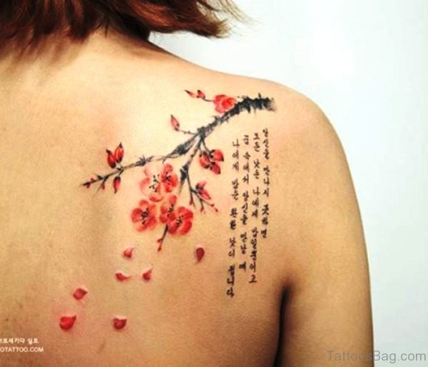 Elegant Cherry Blossom Flower Tattoo 