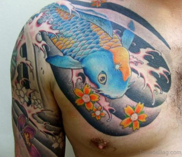 Elegant Fish Tattoo On Chest