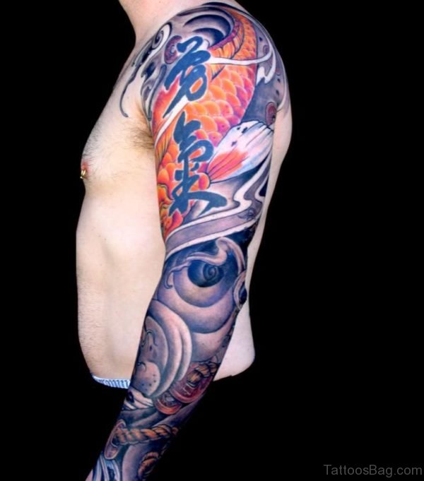 Elegant Fish Tattoo On Full Sleeve