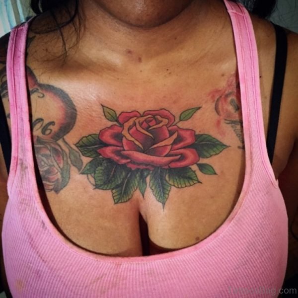 Elegant Rose tattoo on chest