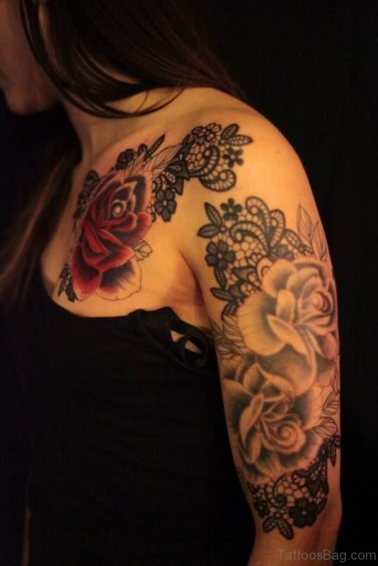 Elegant Shoulder Lace Tattoo
