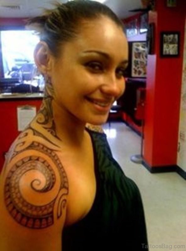 Elegant Tribal Neck Tattoo