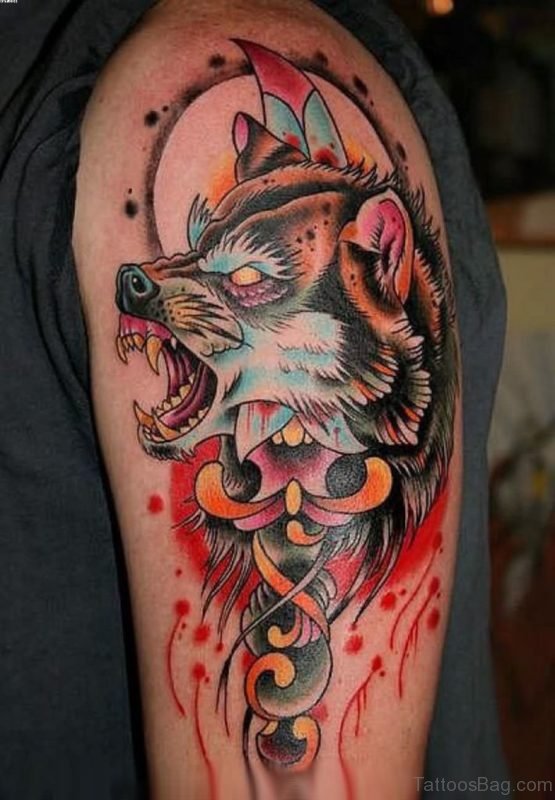 Elegant Wolf Tattoo 