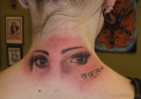 Evil Eyes Tattoo On Neck 