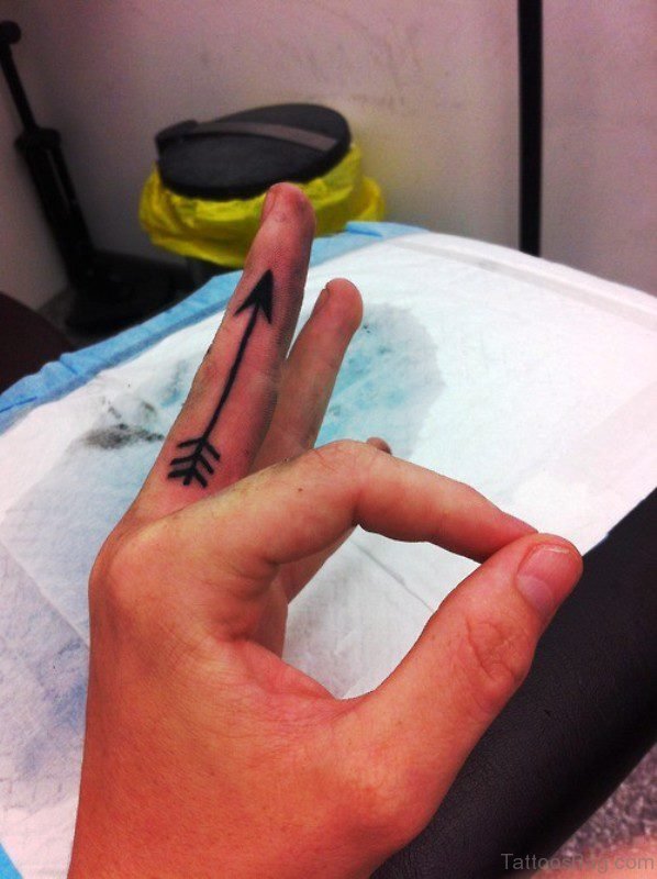 Excellent Arrow Tattoo On Finger
