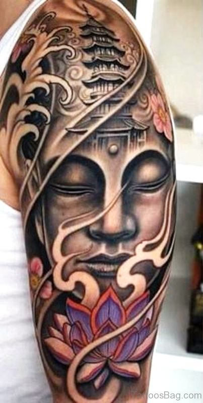 Excellent Buddha Tattoo Full Sleeve