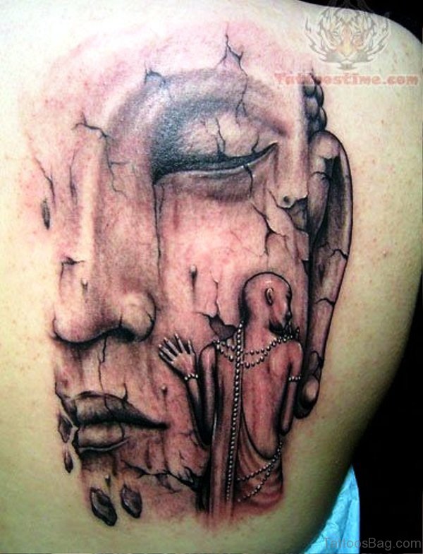 Excellent Buddha Tattoo On Back