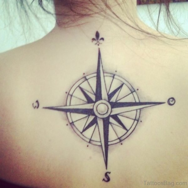 Excellent Compass Tattoo On Back