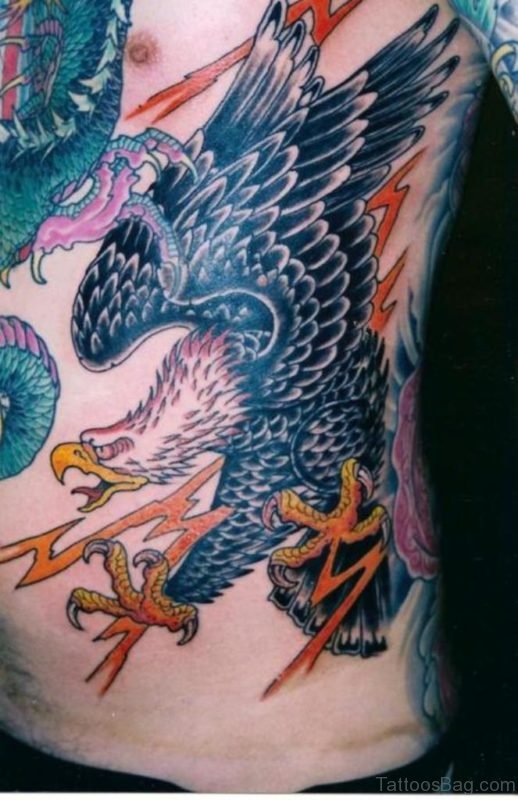 Excellent Eagle Tattoo On Rib