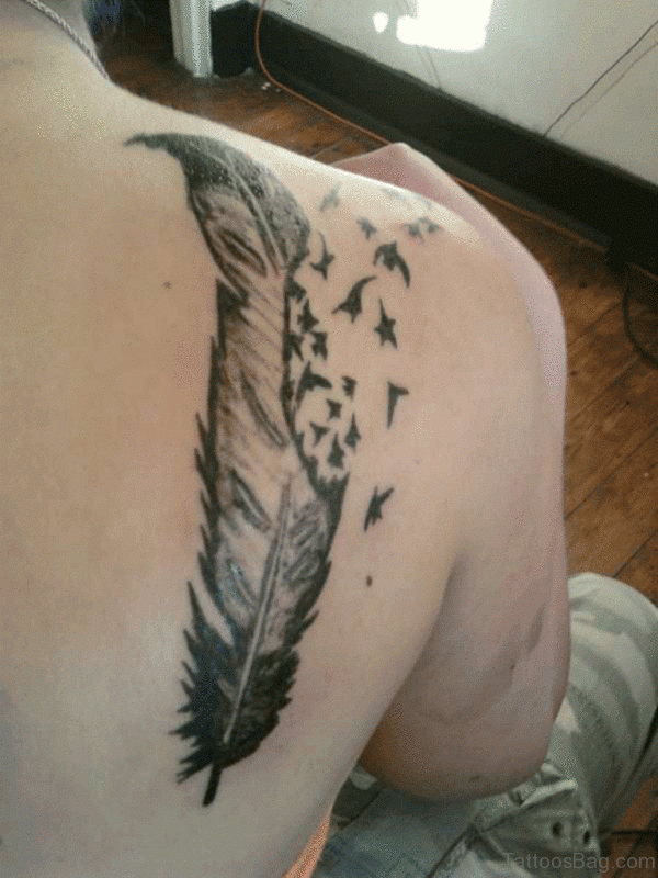 Excellent Feather Tattoo Design