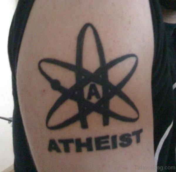 Fabulous Atheist Tattoo Design On Shoulder
