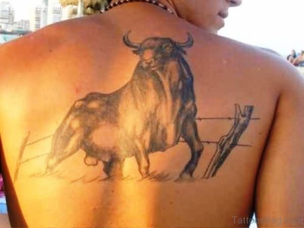 Fabulous Bull Tattoo On Back