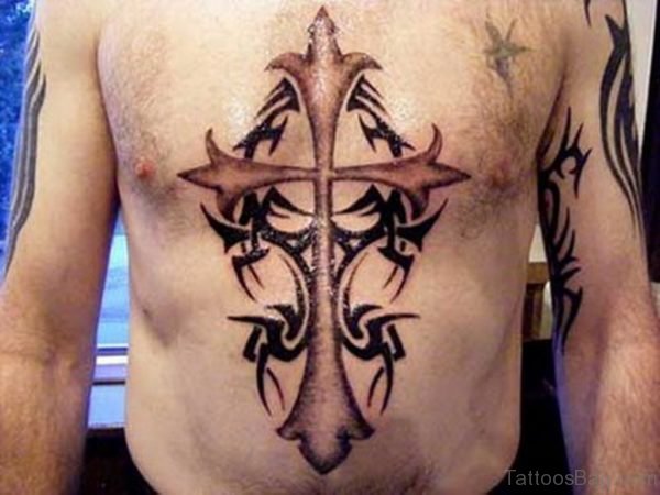 Fabulous Cross Tattoo On Chest