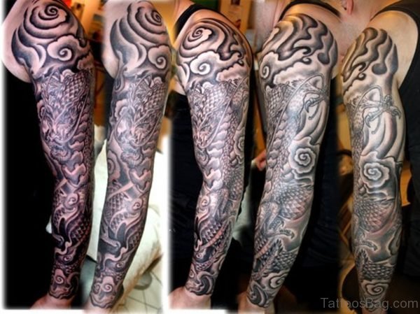 Fabulous Dragon Tattoo On Full Sleeve