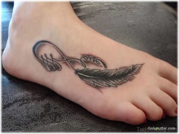 Fabulous Feather Tattoo Design On Ankle