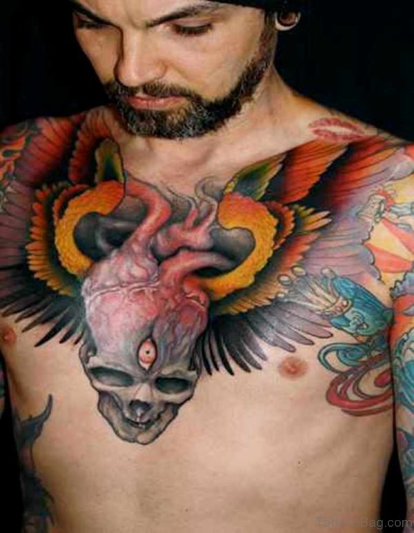 Fabulous Skull Tattoo On Chest