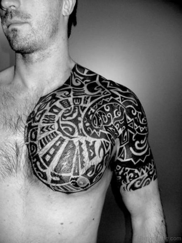 Fabulous Tribal Tattoo On Chest