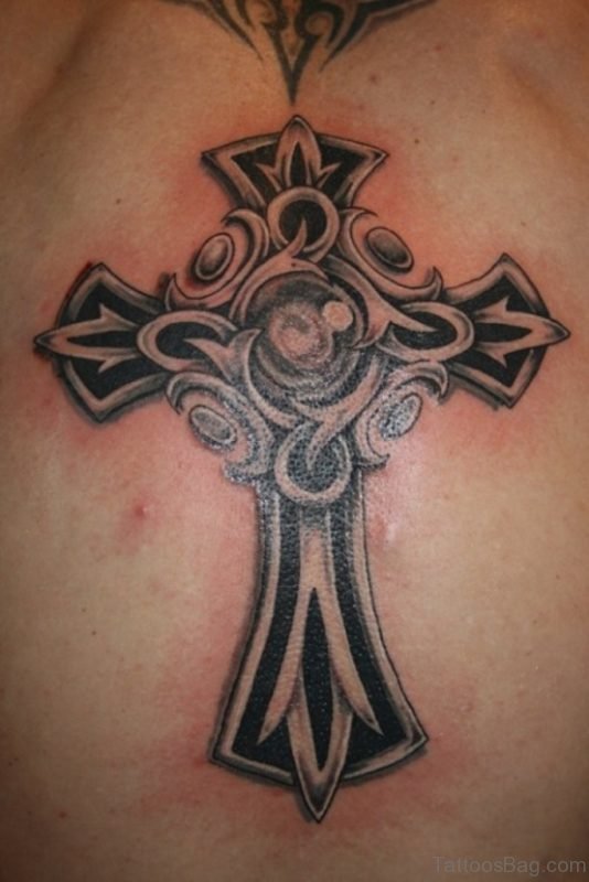 Faithful Cross Tattoo Design on Chest for Men