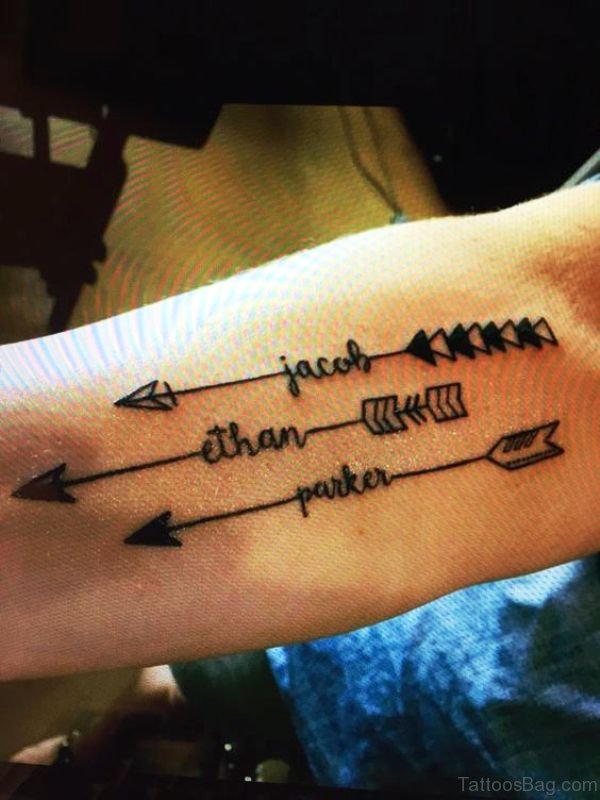 Family Arrows Tattoo On Arm 