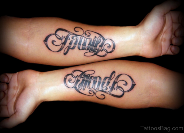 Family Friends Ambigram Tattoo