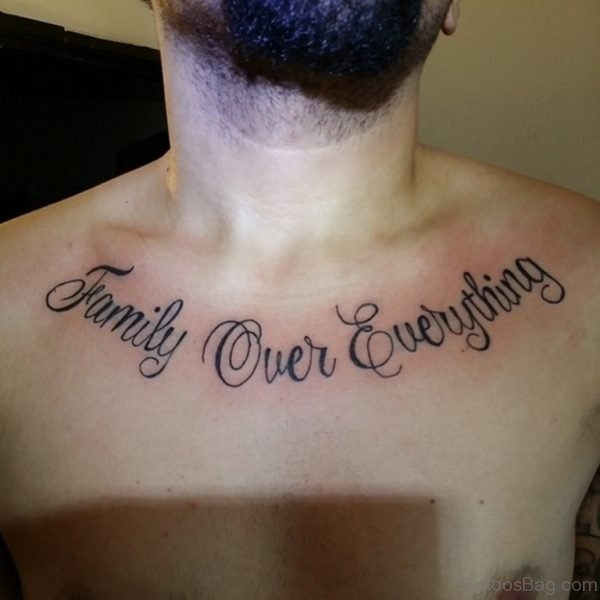 Family Over Everything Wording Tattoo