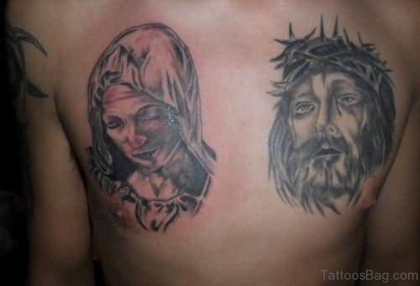 Famous Mary Jesus Tattoo On Chest