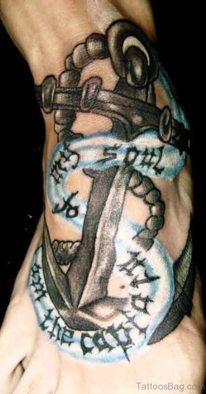Fantastic Anchor Tattoo On Foot