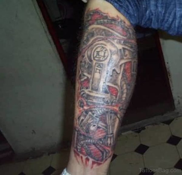 Fantastic Biomechanical Leg Tattoo