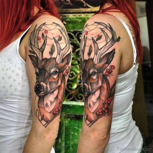 Fantastic Buck Tattoo On Shoulder