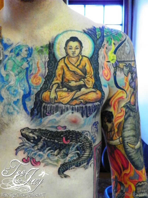 Fantastic Buddha Tattoo On Chest