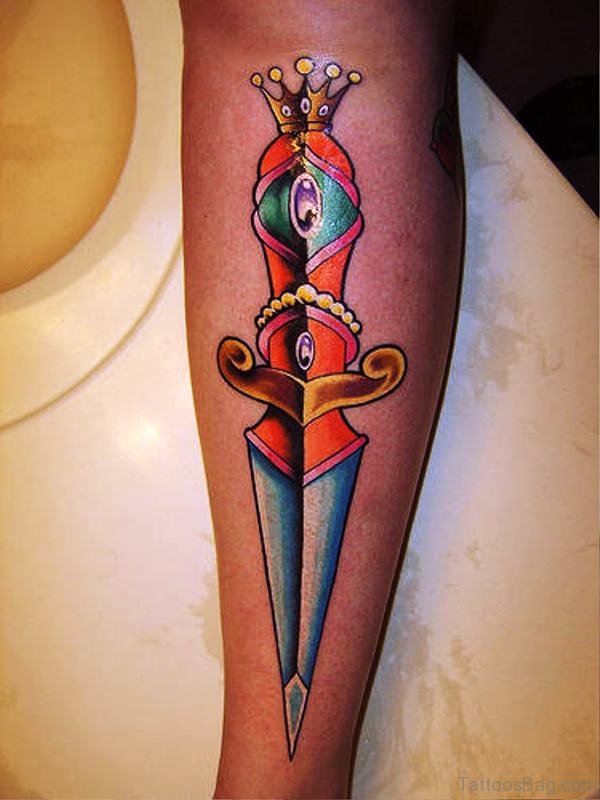 Fantastic Dagger Tattoo On Arm